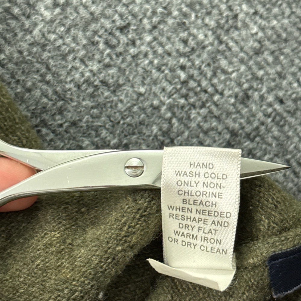 Banana Republic Quarter Zip Sweater Mens XL Olive Green Lambswool Cashmere Knit - Picture 5 of 9